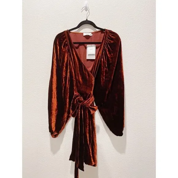 A.L.C Carlo Velvet silk Blend Wrap mini Dress - Picture 9 of 13
